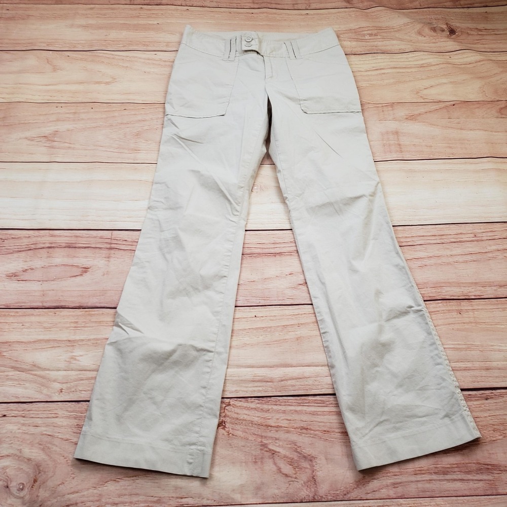 GAP Pants Womens 2 Beige Flare‎ Stretch Utility Lightweight Pockets Casual Y2K